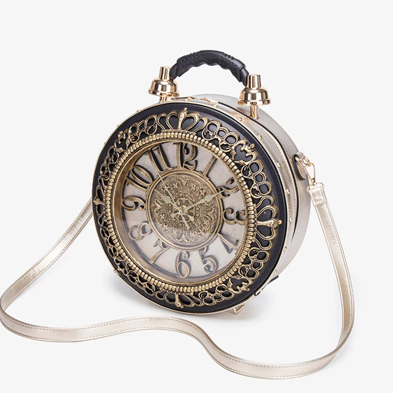 Retro creative clock handbag 2025 new style, fashionable and niche design sense, single-shoulder crossbody bag