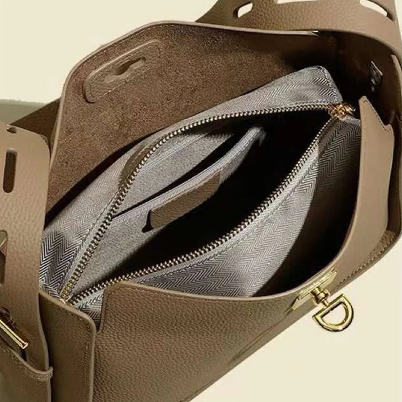 New Genuine Leather Luxury Designer Women Shoulder Crossbody Underarm Bags Cowhide Ladies Large Capacity Tote Bag Fashion Purse