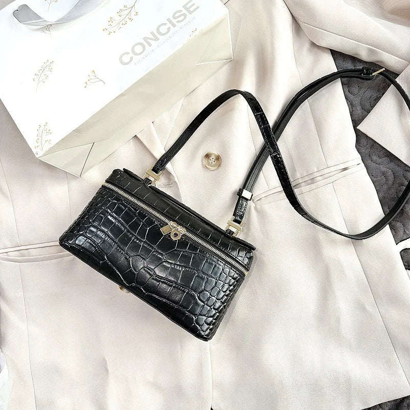 Shoulder Bag Handbag women Luxury Women's Crocodile Embossed Mobile Phone Handbag Brand New LP19 Genuine Leather Mini Small size